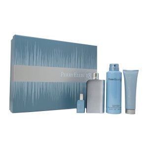 Perry Ellis 18 Estuche 4 Piezas Hombre EDT 100ml + Gel para baño 90ml + Desodorante 170g + Mini Agua de Tocador 7.5ml