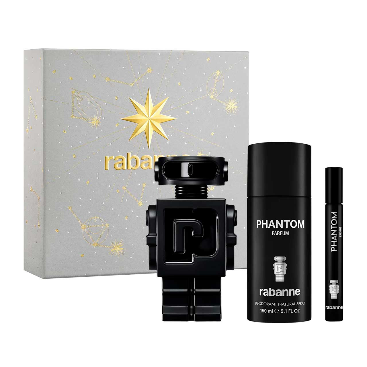 Phantom Parfum Navidad Estuche 3 piezas Hombre Phantom Parfum Metal Estuche 3 Piezas Hombre EDP 100ml + Desodorante 150ml + Miniatura 10ml