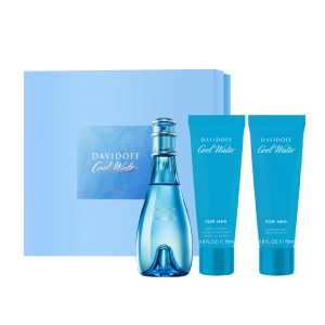 Cool Water SET 3 Piezas Dama EDT 100ml + Locion Corporal 75ml + Gel De Ducha 75ml